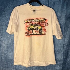 Fruit of the Loom Hot Wheels White Men's Short Sleeve Crew Neck T-Shirt XL